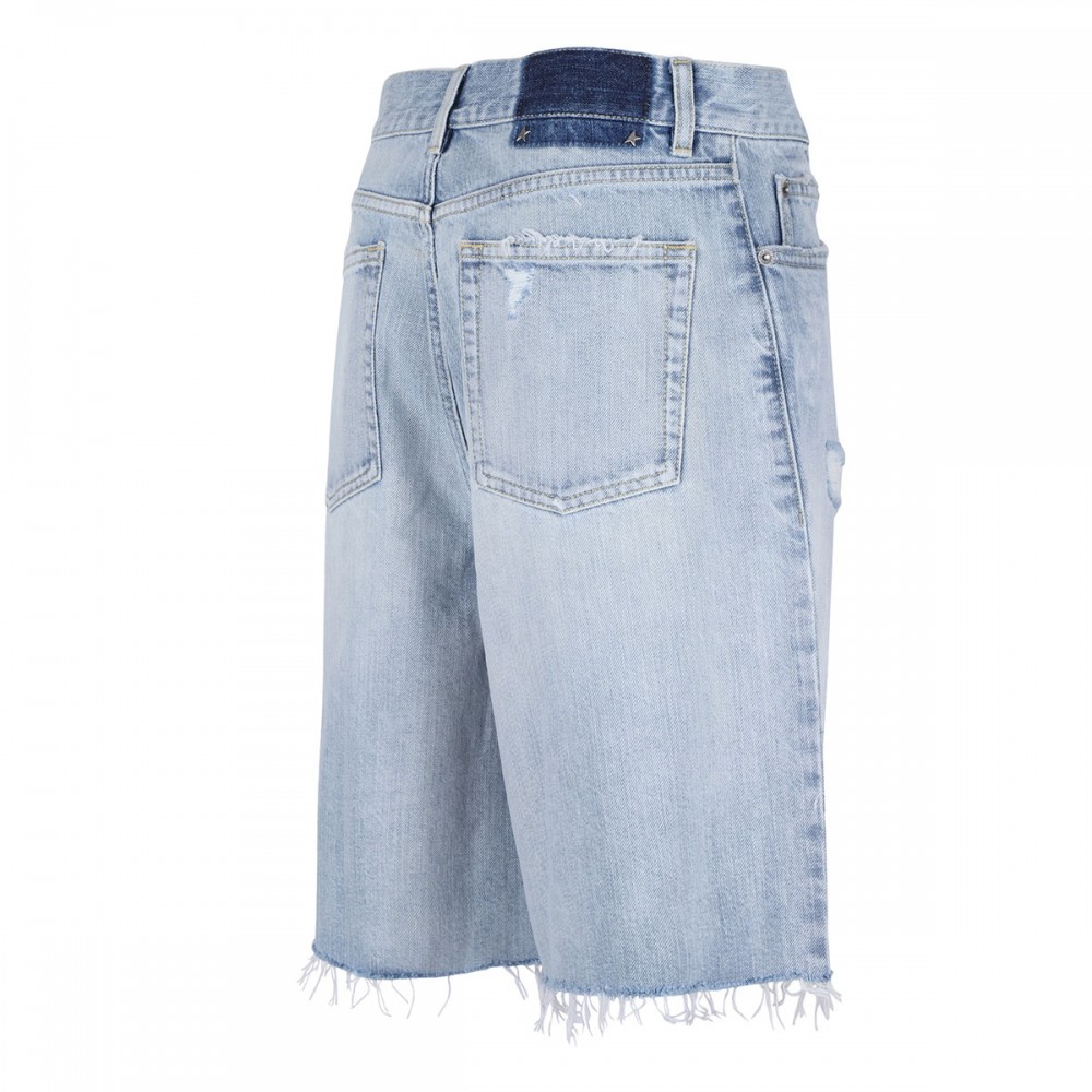 Distressed denim shorts