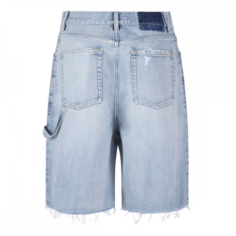 Distressed denim shorts