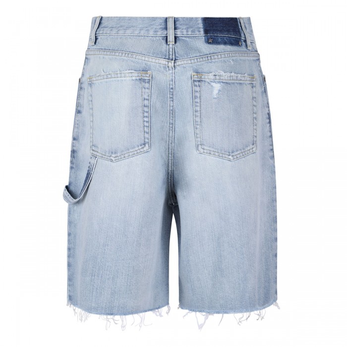 Distressed denim shorts