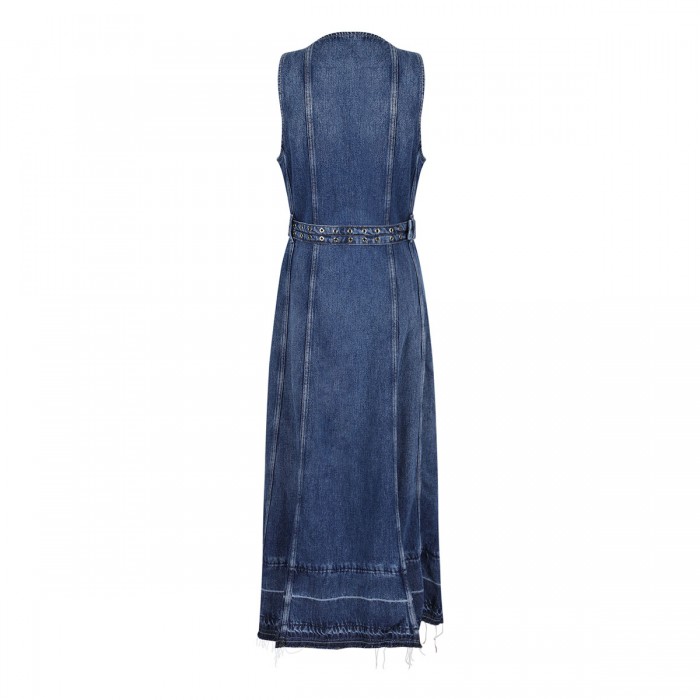 Light denim belt midi dress