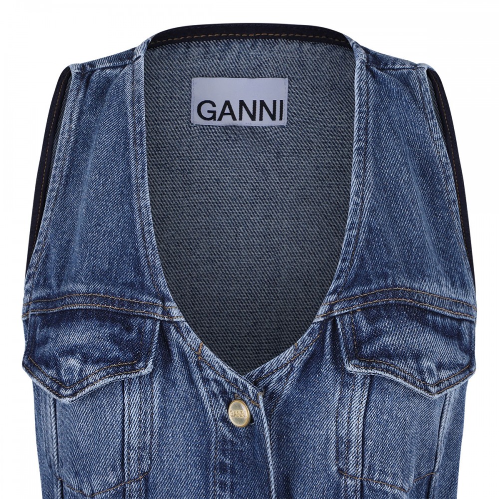 Light denim belt midi dress