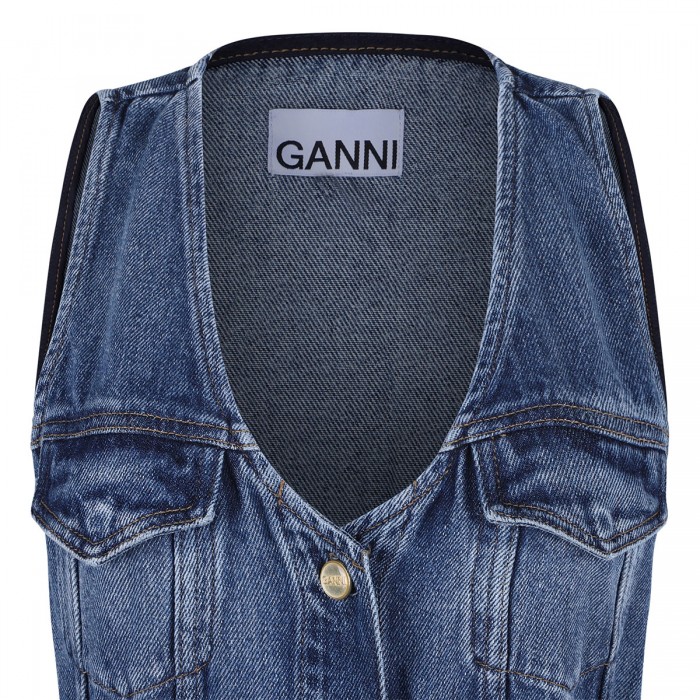 Light denim belt midi dress