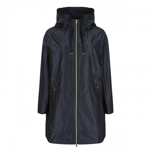 Blue hooded parka coat