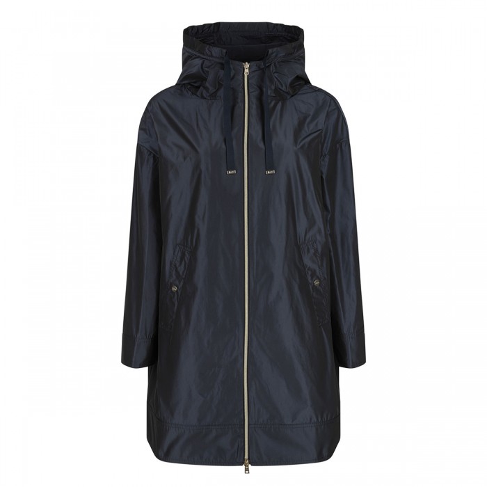 Blue hooded parka coat