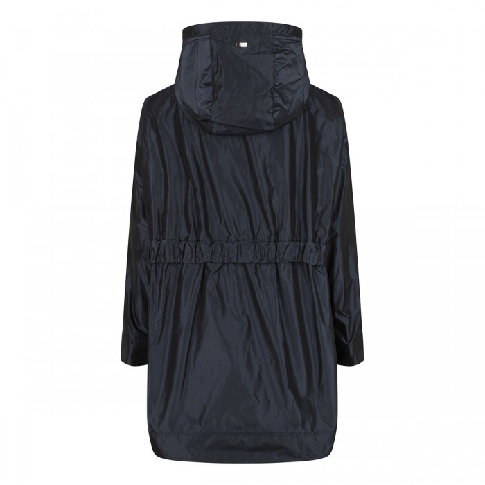 Blue hooded parka coat