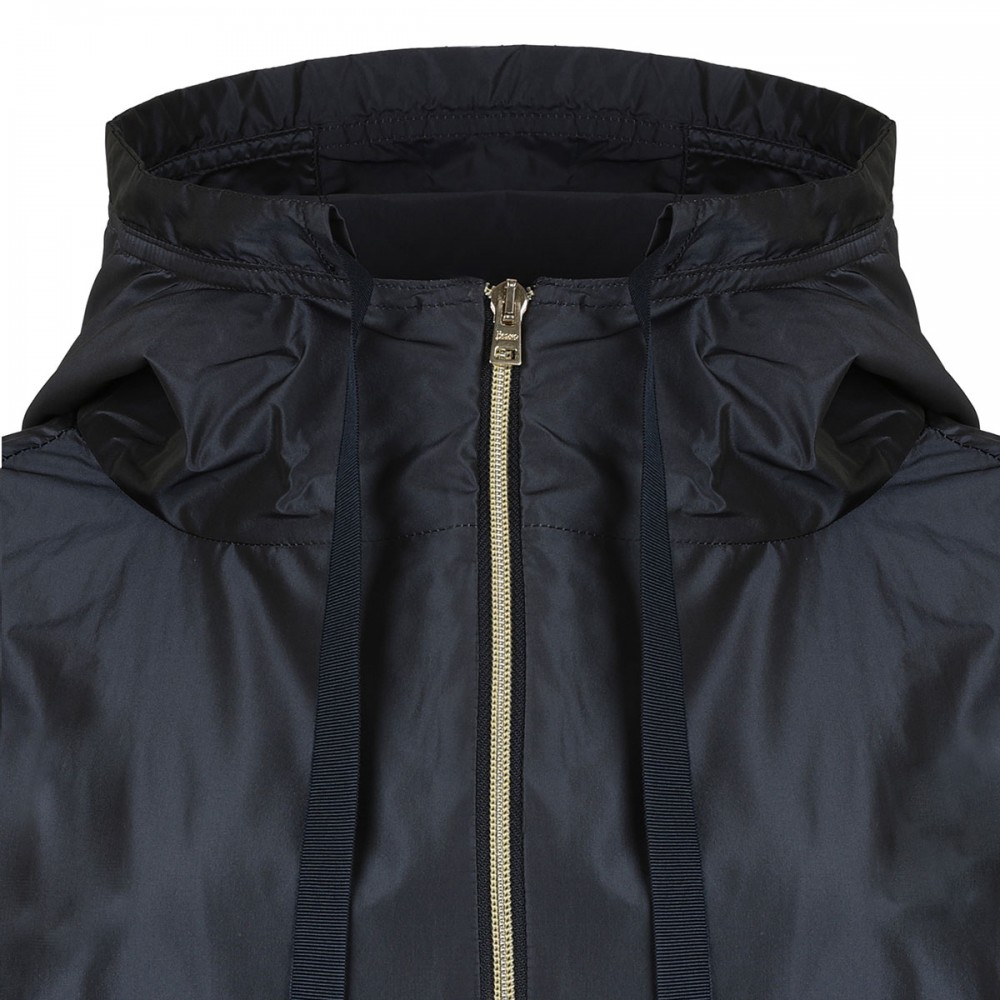 Blue hooded parka coat