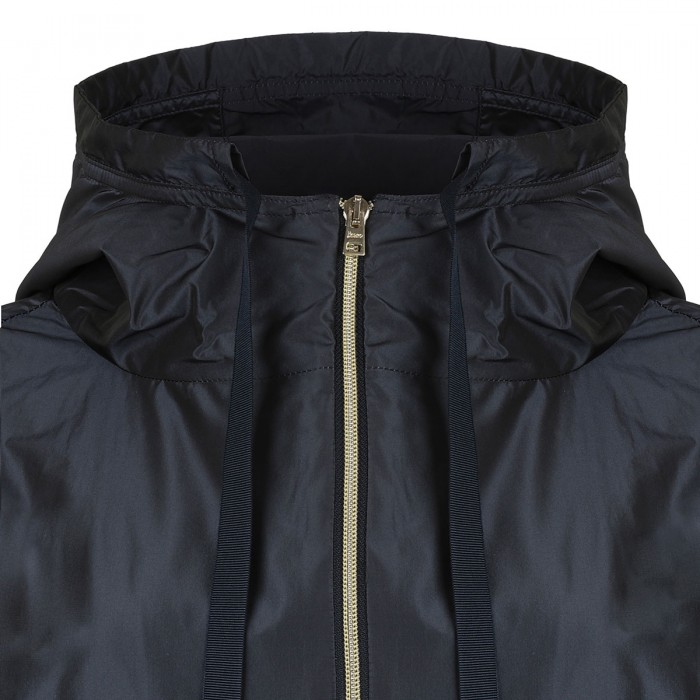Blue hooded parka coat