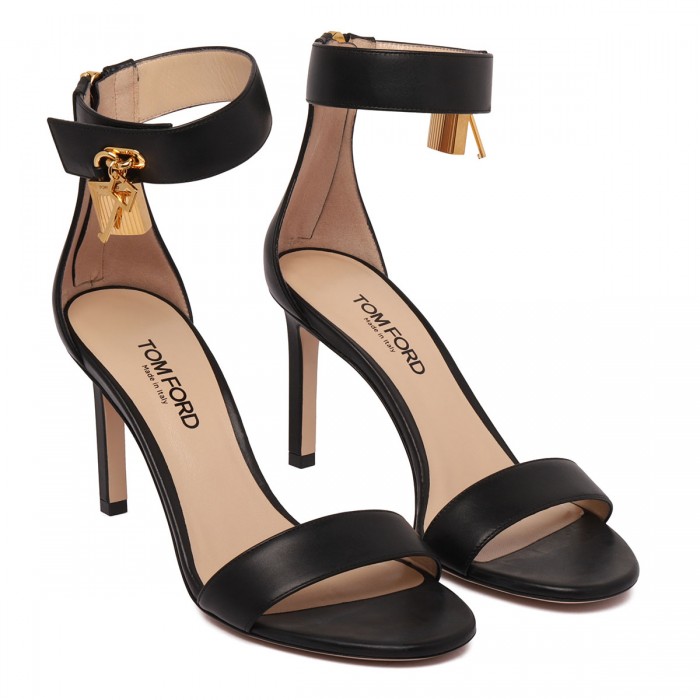 Padlock leather sandals