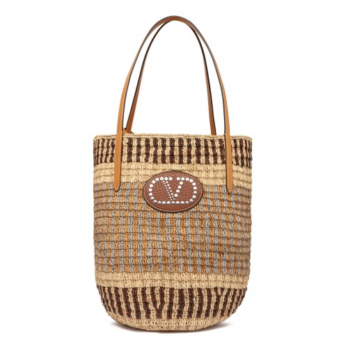 VLogo signature rafia tote bag