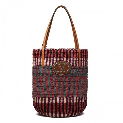 VLogo signature rafia tote bag