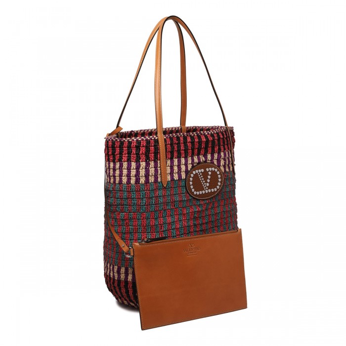 VLogo signature rafia tote bag