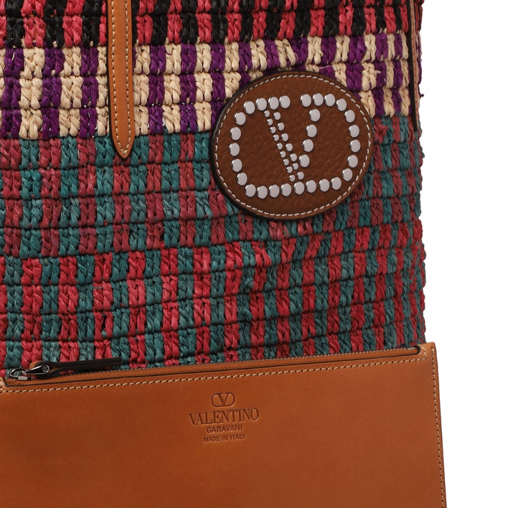 VLogo signature rafia tote bag