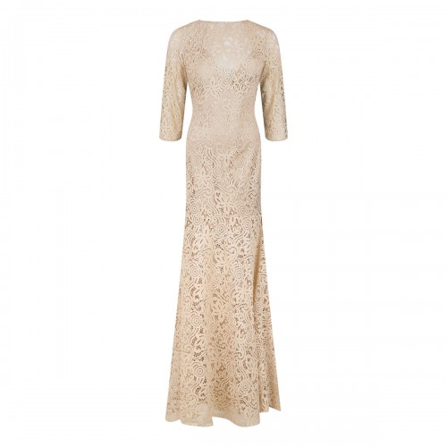 Chalk hue lace long dress