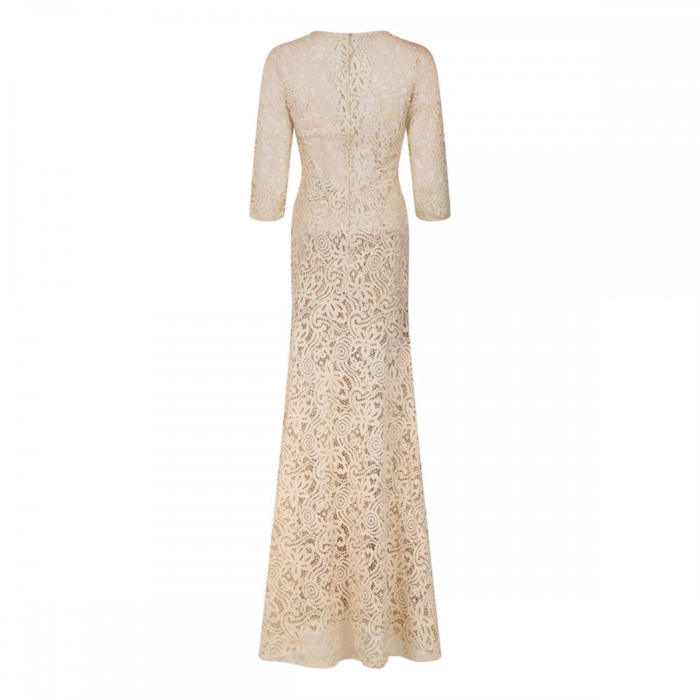 Chalk hue lace long dress