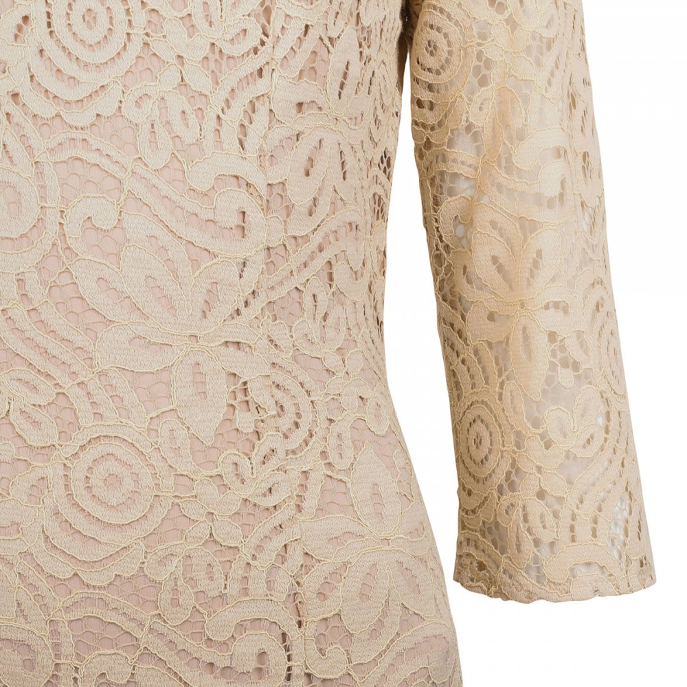 Chalk hue lace long dress