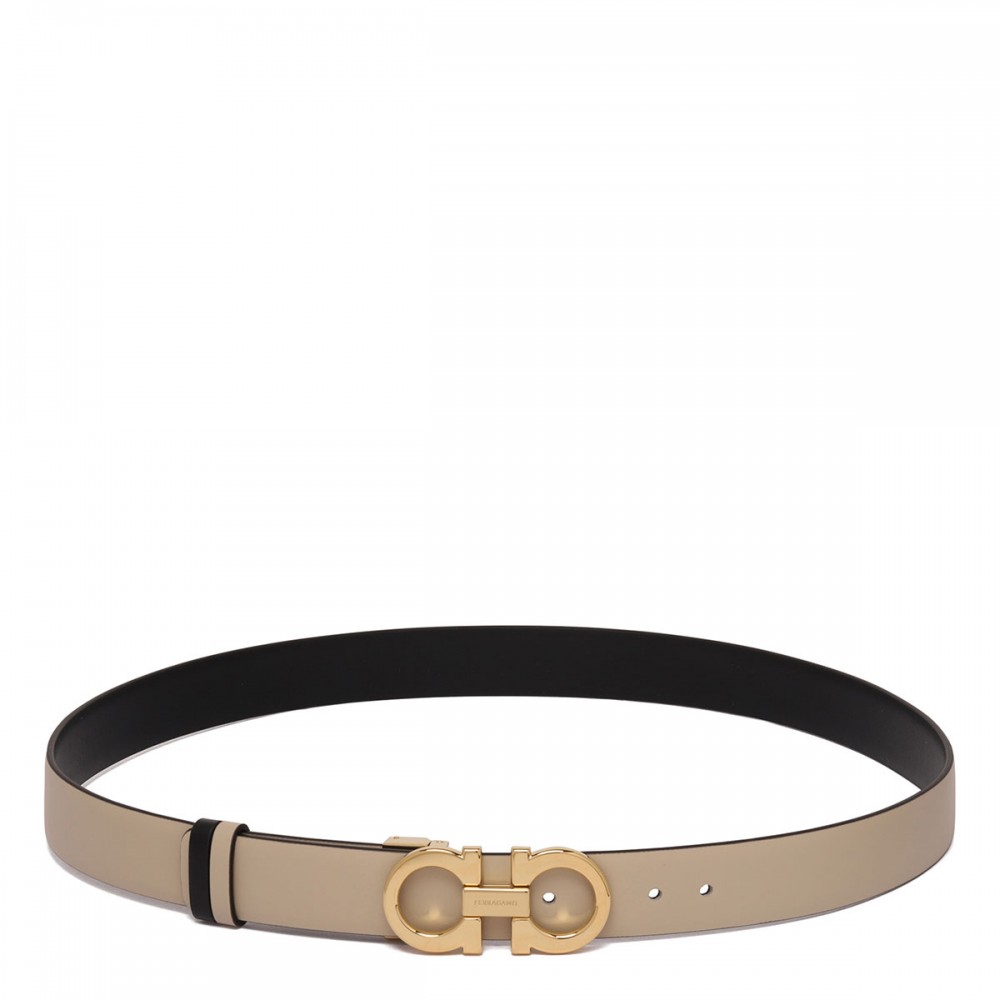 Gancini leather reversible belt