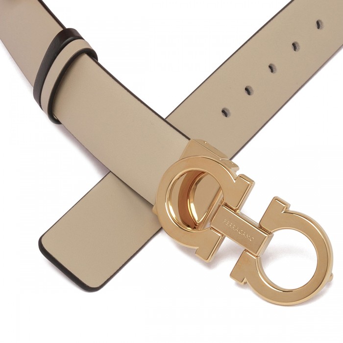 Gancini leather reversible belt