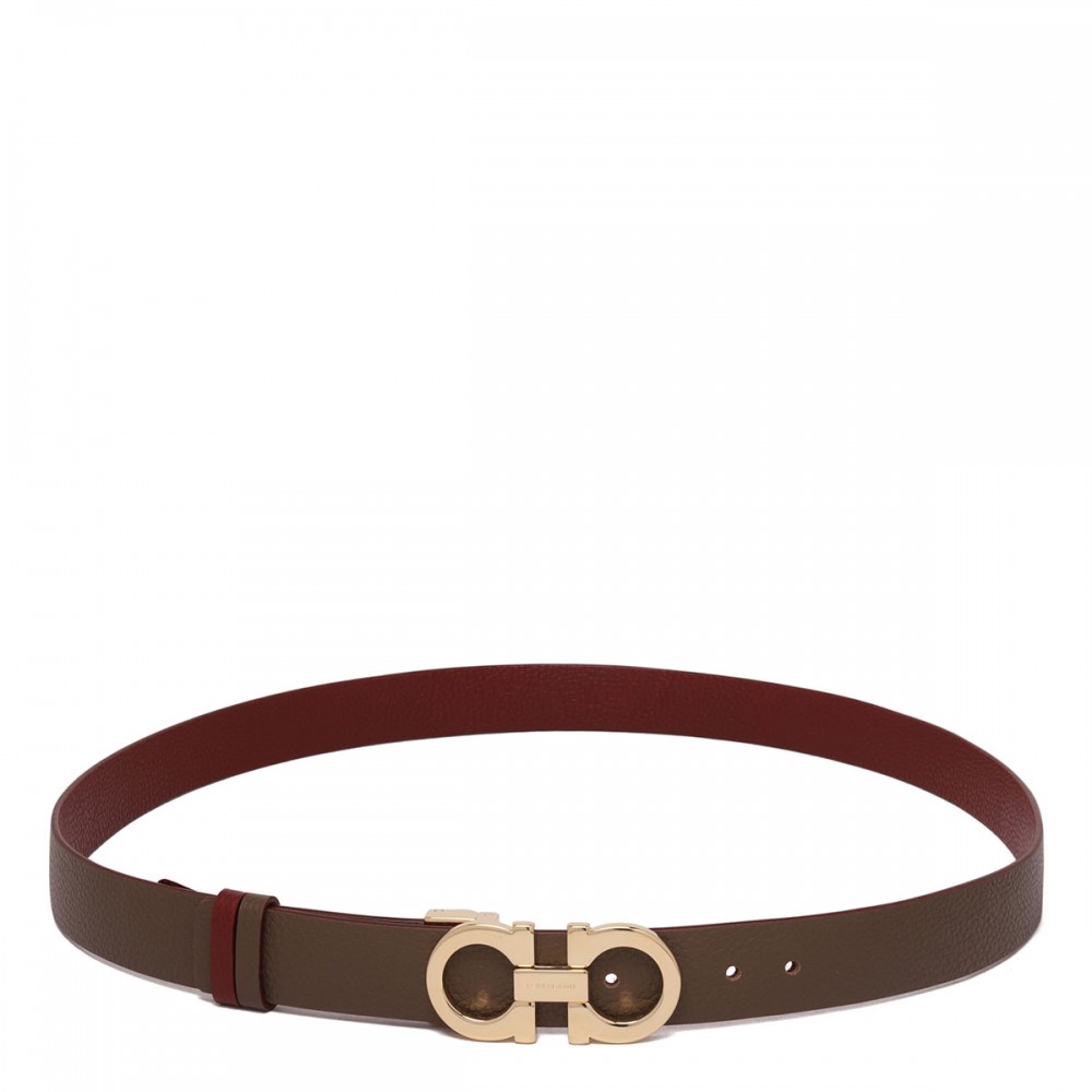 Gancini leather reversible belt