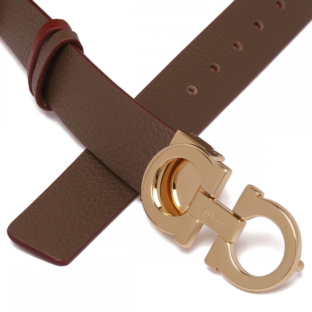 Gancini leather reversible belt