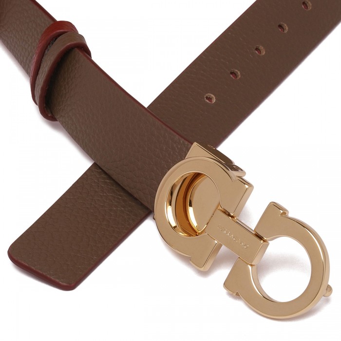 Gancini leather reversible belt
