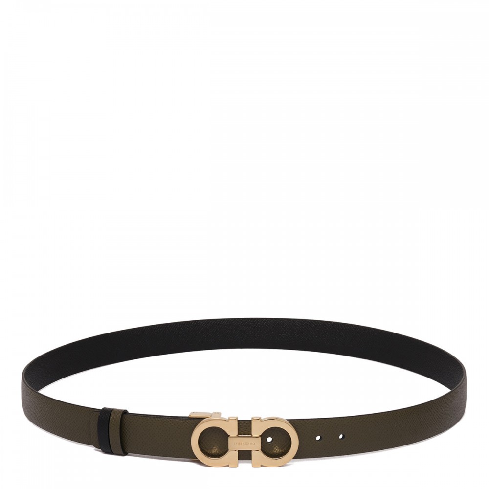 Gancini leather reversible belt
