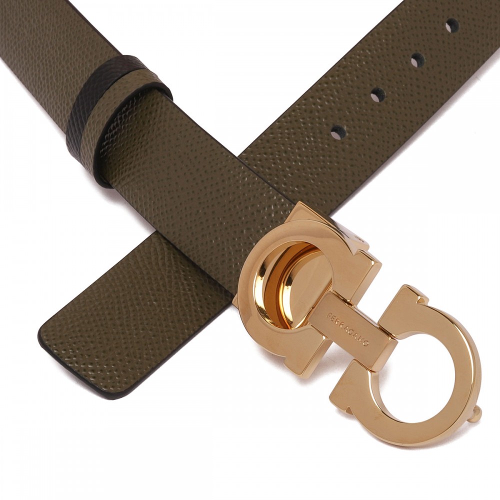 Gancini leather reversible belt