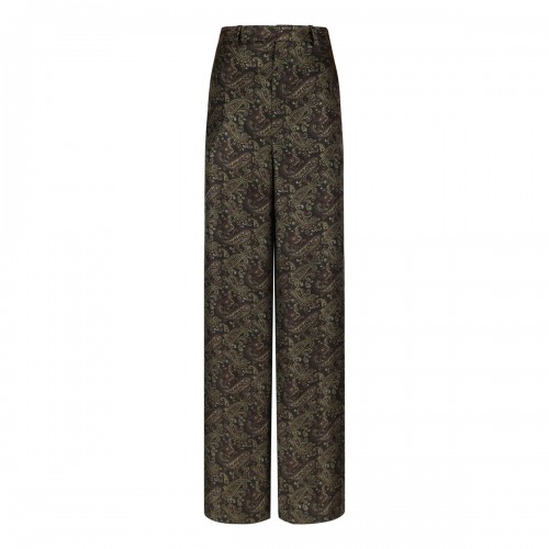 Paisley silk twill pants