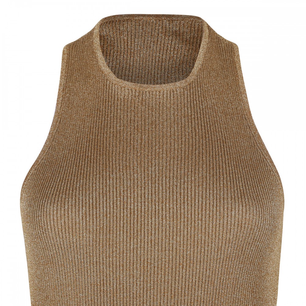 Lamé ribbed knit racerback dress
