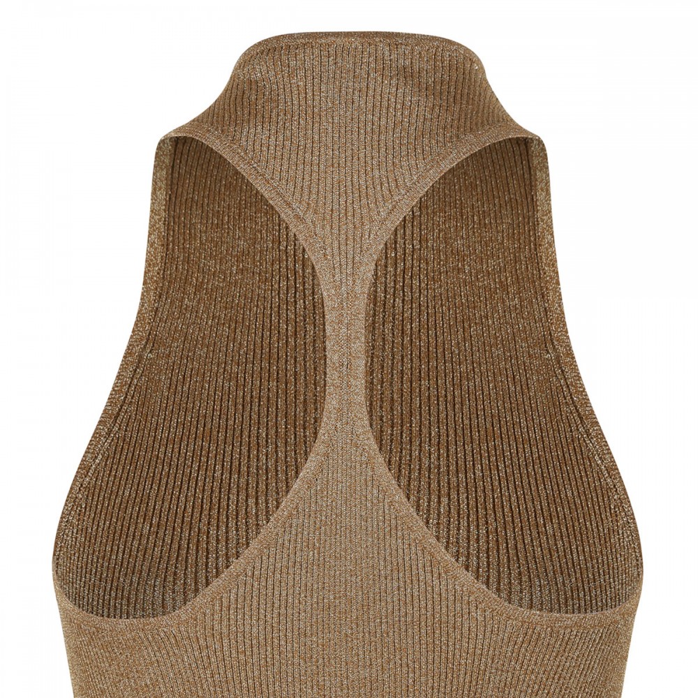 Lamé ribbed knit racerback dress