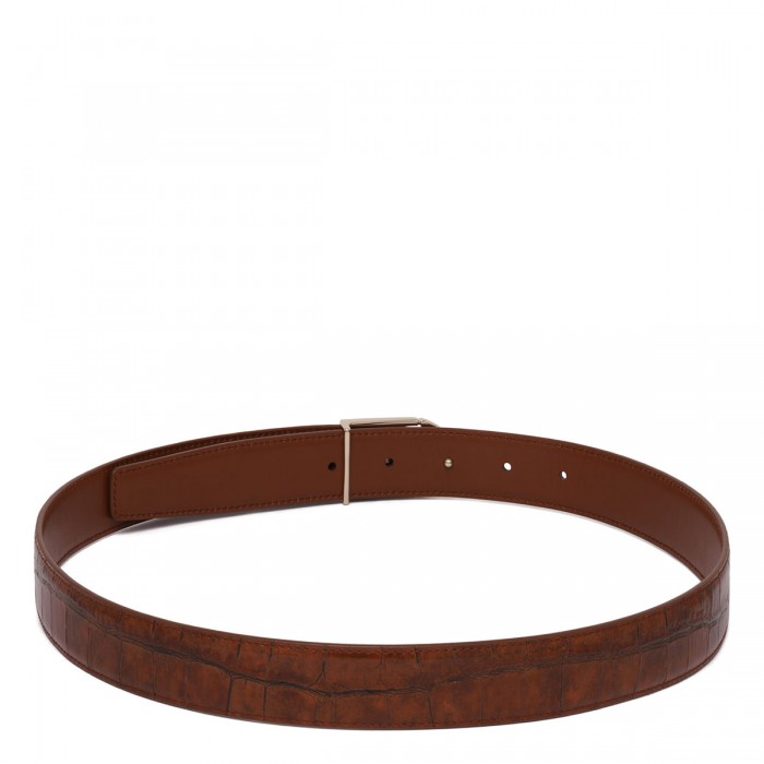 Croc-embossed leather reversible belt