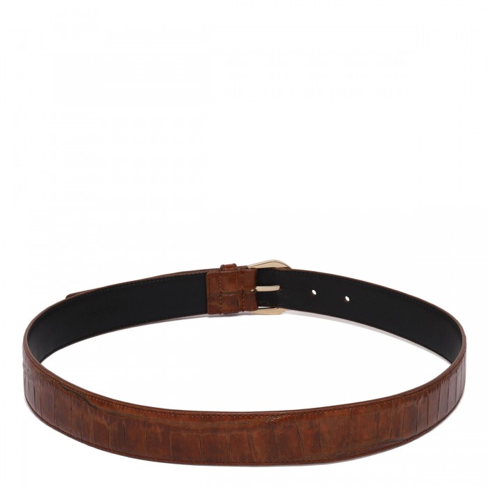 Croc-embossed leather belt