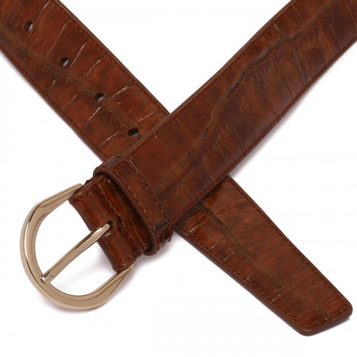 Croc-embossed leather belt 2
