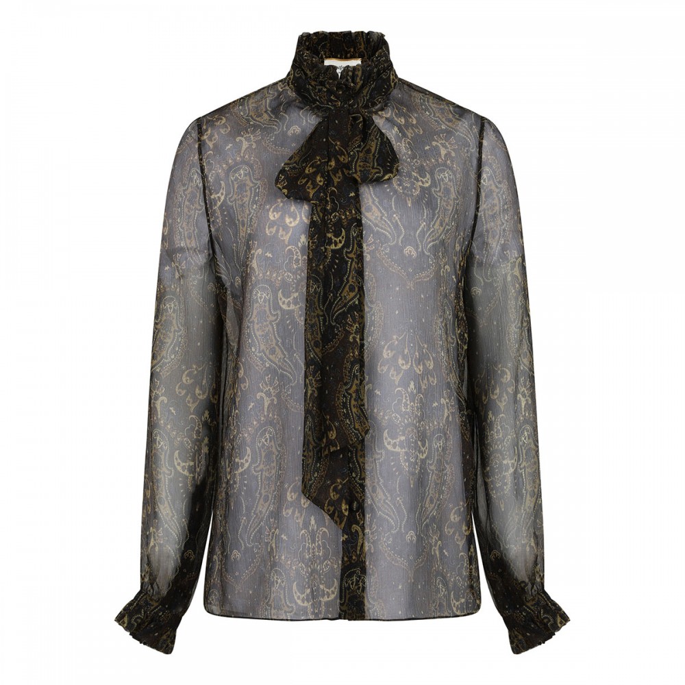 Paisley sheer crepon silk shirt