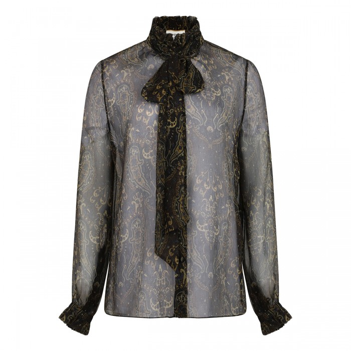 Paisley sheer crepon silk shirt