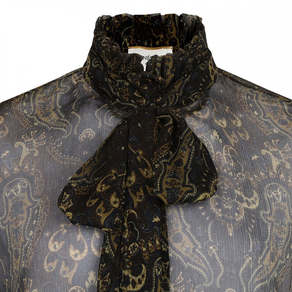 Paisley sheer crepon silk shirt