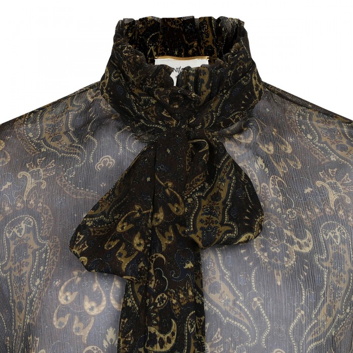 Paisley sheer crepon silk shirt