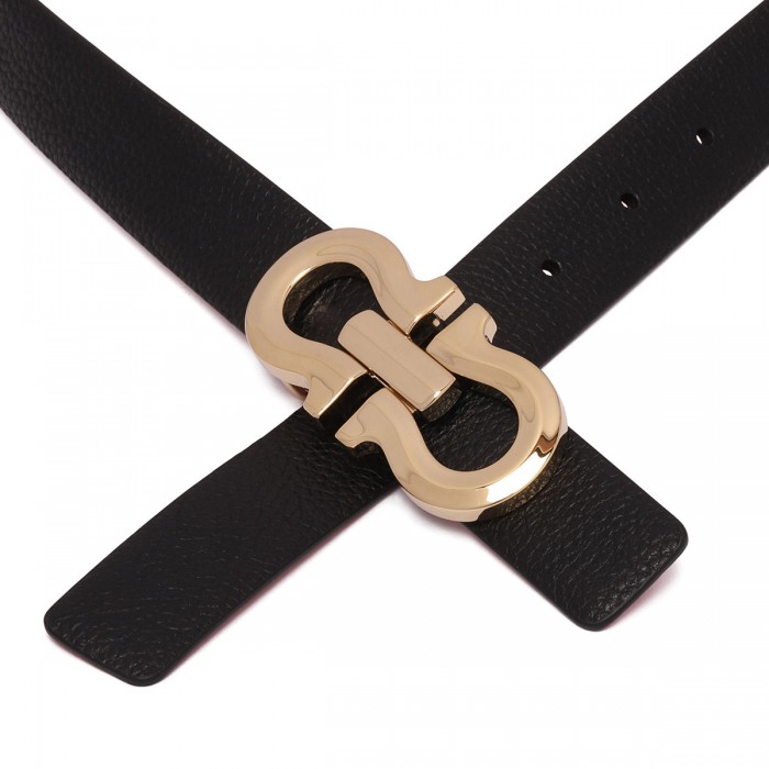 Gancini leather reversible belt