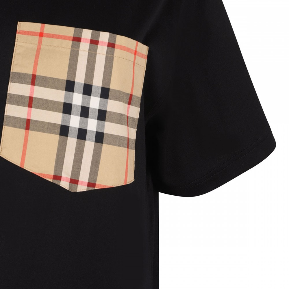 Check pocket cotton T-shirt