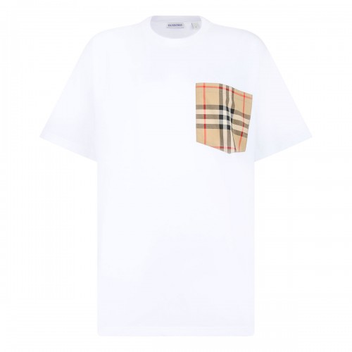 Check pocket cotton T-shirt