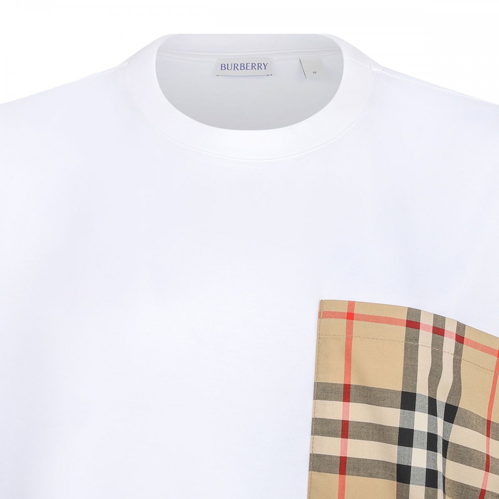 Check pocket cotton T-shirt