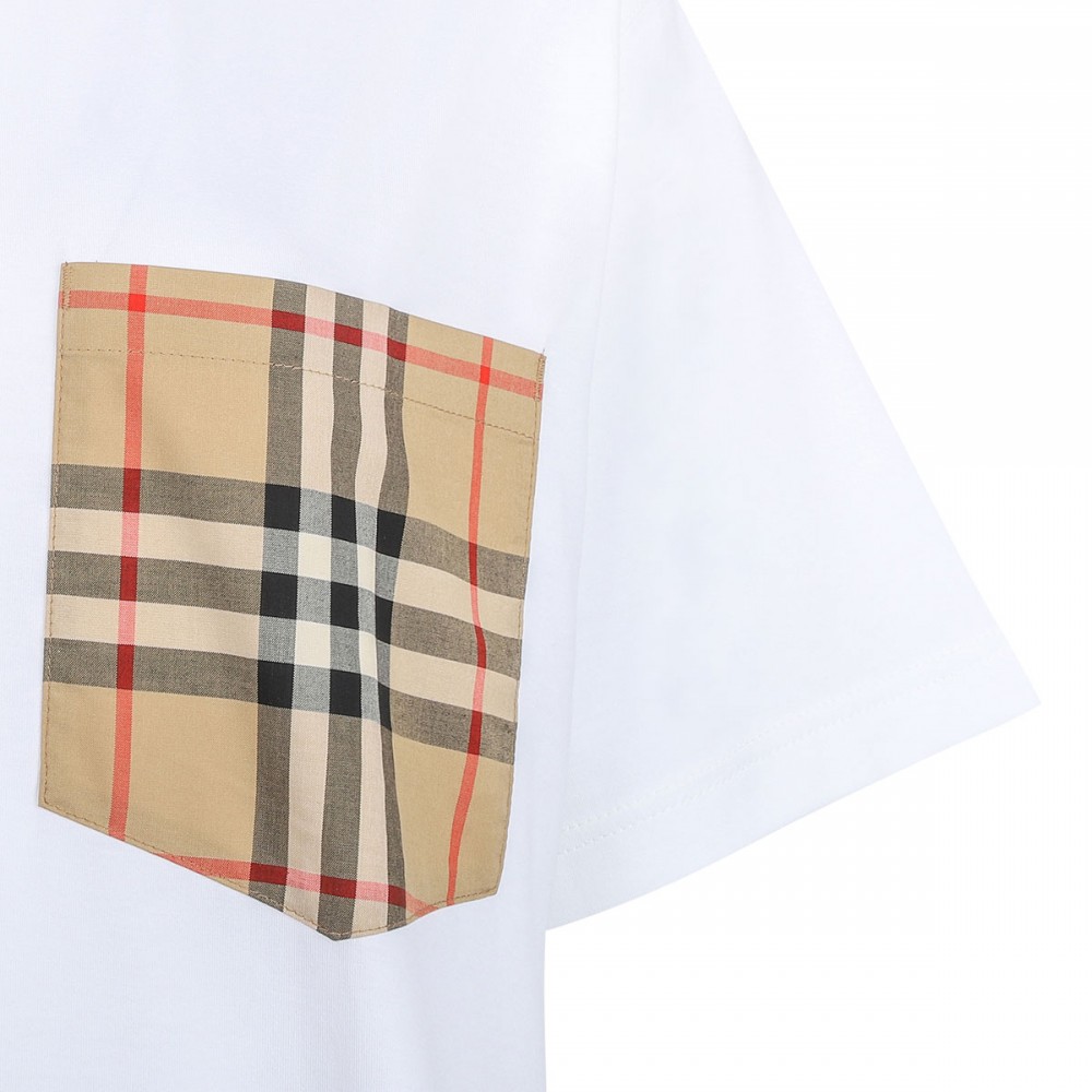 Check pocket cotton T-shirt