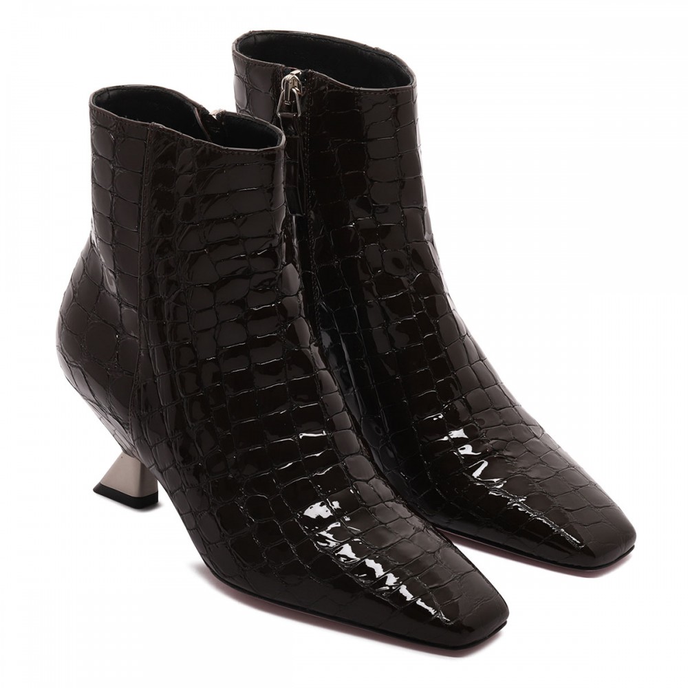 Edna croc-embossed booties