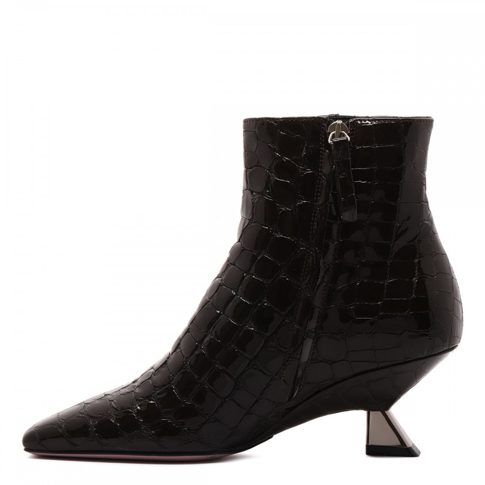 Edna croc-embossed booties