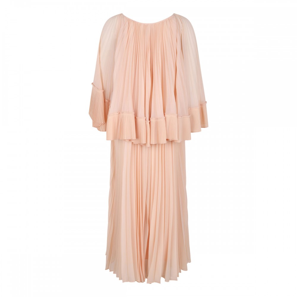 Illuminate pleated cape maxi dress