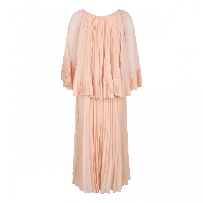 Illuminate pleated cape maxi dress