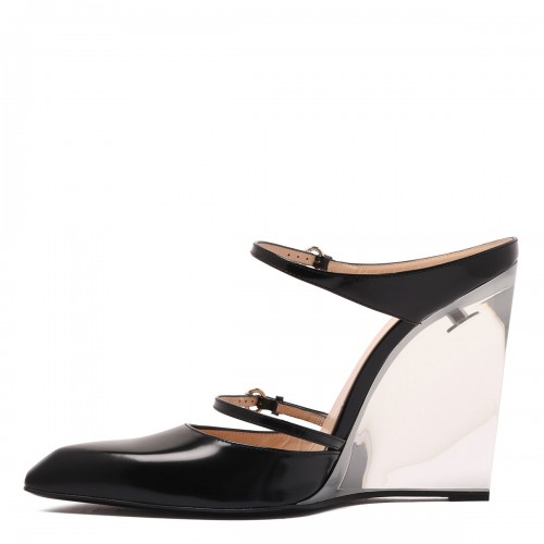 Black wedge mules 2