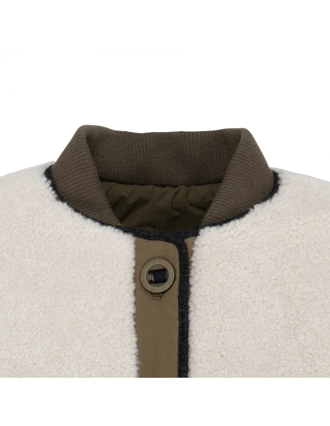 Quilted coat with merino wool panels