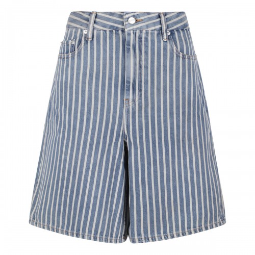 Striped denim shorts