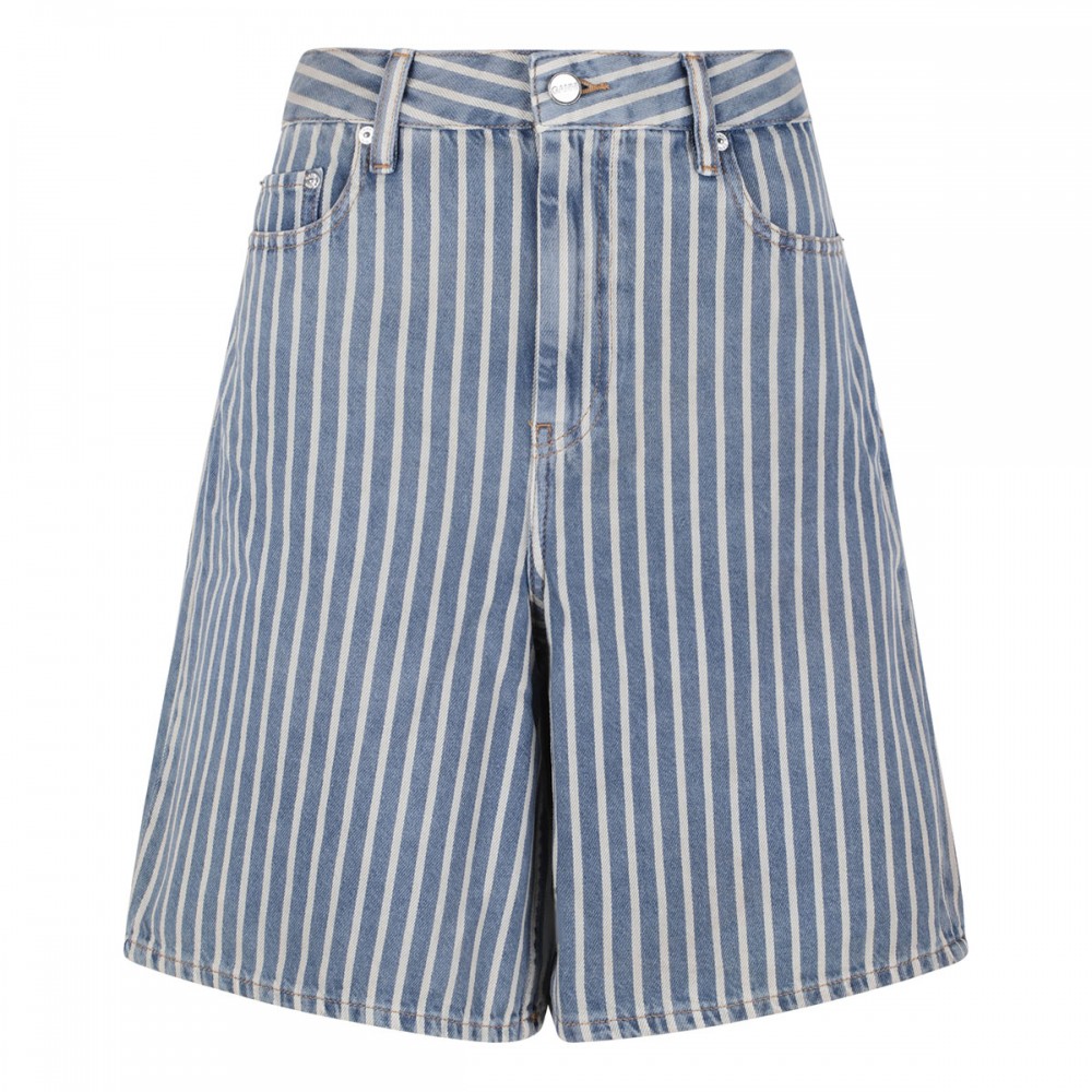 Striped denim shorts