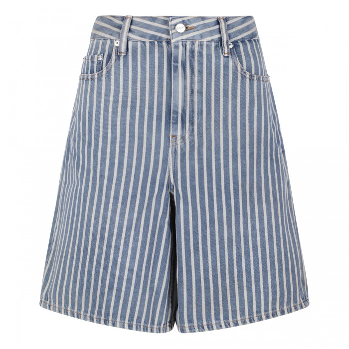Striped denim shorts
